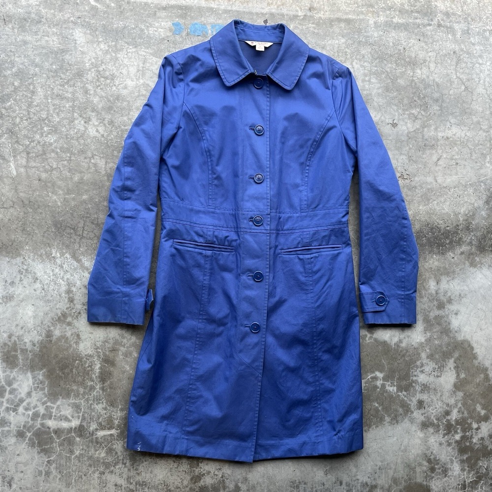 Vintage Brooks Brother Red Fleece Classic Trench Coat Blue women's Size 4